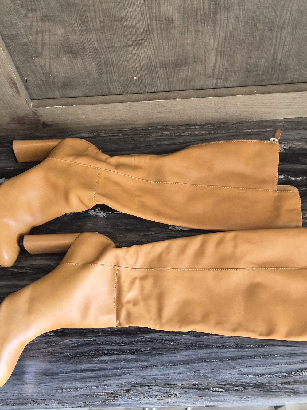 SCHUTZ Over-the-Knee Heeled Boots in Camel Tan
